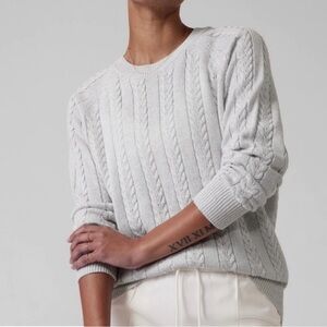 Athleta Crossroads Hawthorn Textured Crew Sweater Bright White Metallic Size XXS